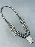 Richard Long Vintage Native American Navajo Turquoise Sterling Silver Owl Necklace-Nativo Arts