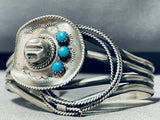 Cowboy Hat Rodeo! Native American Navajo Turquoise Sterling Silver Bracelet-Nativo Arts