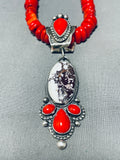 Dropdead Gorgeous Native American Navajo Coral White Agate Sterling Silver Necklace-Nativo Arts