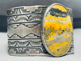 172 Grams!!!!! Native American Navajo Heavy Sturdy Yellow Jasper Sterling Silver Bracelet-Nativo Arts