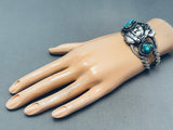 One Of The Most Unique Ever Vintage Native American Navajo Turquoise Sterling Silver Bracelet-Nativo Arts