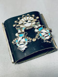 One Of The Best Ever Vintage Native American Zuni Turquoise Inlay Sterling Silver Ketoh Bracelet-Nativo Arts