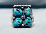 Tremendous Vintage Native American Navajo Morenci Turquoise Sterling Silver Ring-Nativo Arts