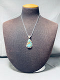 Majestic Vintage Signed Native American Navajo Candelaria Turquoise Sterling Silver Necklace-Nativo Arts