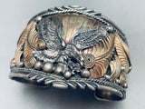 Huge Hand Tooled Vintage Native American Navajo Sterling Silver Eagle Bracelet Cuff-Nativo Arts