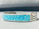 Brilliant Vintage Native American Navajo Turquoise Chip Inlay Sterling Silver Bracelet-Nativo Arts