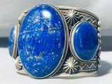 170 Gram Best Vintage Native American Navajo Domed Lapis Sterling Silver Bracelet Cuff-Nativo Arts