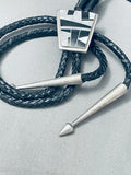 Amazing Vintage Native American Navajo Inlay Onyx Sterling Silver Bolo-Nativo Arts