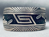 One Of The Best Geometric Vintage Native American Navajo Sterling Silver Bracelet-Nativo Arts