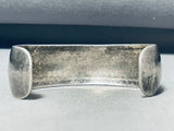 Superb Native American Navajo Handcarved Sterling Silver Convex Bracelet-Nativo Arts