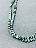 Green Heishi Turquoise Navajo Sterling Silver Necklace
