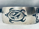 Cute Turtles!! Vintage Native American Navajo Hand Tooled Sterling Silver Bracelet-Nativo Arts