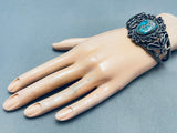 Swirls Galore Vintage Native American Navajo Turquoise Sterling Silver Bracelet Old-Nativo Arts