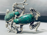 Manuel Porcayo Frog Sterling Silver Turquoise Bracelet-Nativo Arts