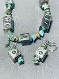 Authentic Native American Navajo Royston Turquoise Sterling Silver Necklace And Earring Set-Nativo Arts