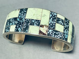 One Of The Finest Native American Navajo Green Turquoise Sterling Silver Inlay Bracelet-Nativo Arts