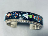 Space Travel Inlay Native American Navajo Turquoise Sterling Silver Bracelet-Nativo Arts