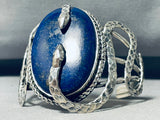 Snakes Around Lapis Vintage Native American Navajo Sterling Silver Bracelet-Nativo Arts