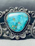 Imported Vintage Native American Navajo Steve Arviso Turquoise Sterling Silver Bracelet-Nativo Arts