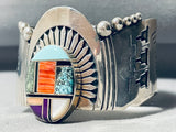 One Of The Finest Vintage Native American Navajo Turquoise Inlay Sterling Silver Bracelet-Nativo Arts