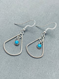 Hand Twisted Rope Vintage Native American Navajo Teardrop Turquoise Sterling Silver Earrings-Nativo Arts