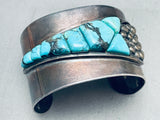 One Of Most Unique Ever Vintage Native American Navajo Turquoise Inlay Sterling Silver Bracelet-Nativo Arts