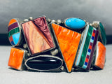 One Of The Finest Vintage Native American Navajo Turquoise Inlay Sterling Silver Bracelet-Nativo Arts