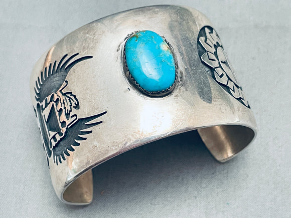 Franklin Namingha Rare Vintage Native American Hopi Turquoise Sterling Silver Bracelet Old-Nativo Arts