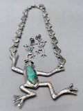 Incredible Vintage Southwest Frog Sterling Silver Turquoise Necklace Old-Nativo Arts