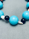Balls Of Turquoise Vintage Native American Navajo Sterling Silver Necklace-Nativo Arts