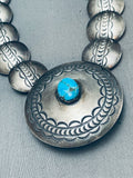 Charlie Bowie Rare Vintage Native American Navajo Turquoise Sterling Silver Necklace-Nativo Arts