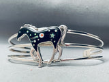 Prancing Horse Vintage Southwest Inlay Sterling Silver Bracelet-Nativo Arts