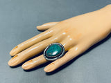 Brilliant Vintage Native American Navajo Blue Green Turquoise Sterling Silver Huge Ring-Nativo Arts