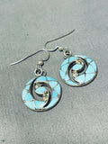 Important Vintage Native American Zuni Blue Gem Turquoise Sterling Silver Earrings-Nativo Arts