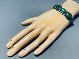 Early 1900's Vintage Native American Navajo Cerrillos Turquoise Sterling Silver Bracelet-Nativo Arts