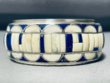 Dj Stewart 5-1/2' 5.5 Wrist Vintage Native American Navajo Sterling Siulver Inlay Bracelet-Nativo Arts