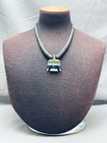 Hand Carved Bird Vintage Santo Domingo Turquoise Sterling Silver Necklace-Nativo Arts