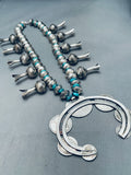 457 Gram San Felipe Navajo Turquoise Sterling Silver Squash Blossom Necklace-Nativo Arts