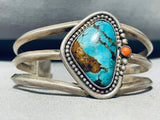 Rare Vintage Native American Navajo Bisbee Turquoise Sterling Silver Bracelet Old-Nativo Arts