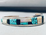 Native American 6.5 Inch Wrist Vintage Charles Bowie Inlay Turquoise Sterling Silver Bracelet-Nativo Arts
