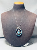 Les Baker Rare Vintage Native American Navajo Turquoise Heishi Sterling Silver Teardrop Necklace-Nativo Arts