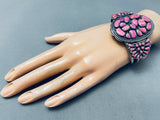 The Most Unique Vintage Native American Navajo Pink Opal Sterling Silver Bracelet-Nativo Arts