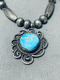 Exceptional Vintage Native American Navajo Bisbee+ Turquoise Sterling Silver Necklace-Nativo Arts