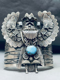137 Grams Heavy Bird Native American Navajo Turquoise Sterling Silver Bracelet-Nativo Arts