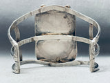 Deep Spiderweb Blue Turquoise Vintage Native American Navajo Sterling Silver Bracelet-Nativo Arts