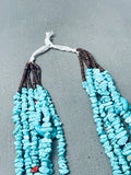 Jaw Dropping Sky Blue Turquoise Vintage Native American Navajo Heishi Necklace Old-Nativo Arts