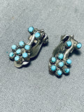 Flowers Of Turquoise Vintage Native American Zuni Sterling Silver Earrings Old-Nativo Arts