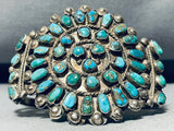 1940's Rare Vintage Native American Navajo Turquoise Sterling Silver Cluster Bracelet-Nativo Arts