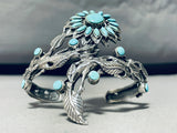 Sunflower Of Turquoise Vintage Sterling Silver Bracelet Cuff-Nativo Arts