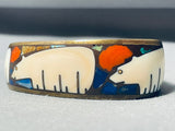 One Of The Most Unique Vintage Brownbear Inlay Bronze Bracelet Cuff-Nativo Arts